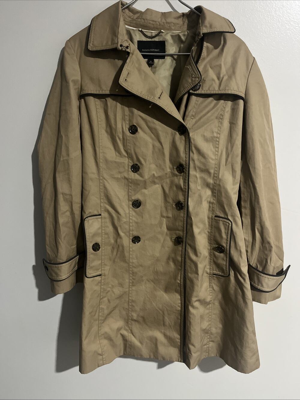 Banana Republic Trench Coat Womens S Tan Classic Preppy Academic Professional